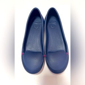Flash sale CROCS Navy Ballet Flats with Pink Detail $15